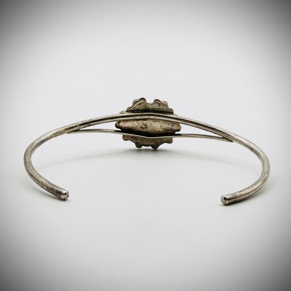 Dainty Zuni Sunface Inlay Sterling Cuff, Size 6.5 - Picture 2 of 5